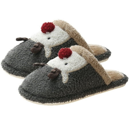 

Christmas Slippers Unisex Fluffy - Thick 3D Elk Winter Slippers Indoor Slippers