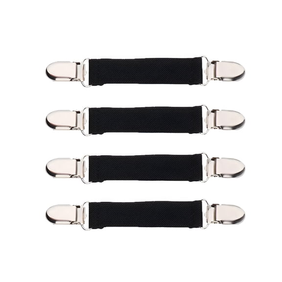 TELOLY Stainless Steel Mitten Clips, Elastic Glove Clips for Kids Boys Girls - Black, 7.5 X 2Cm
