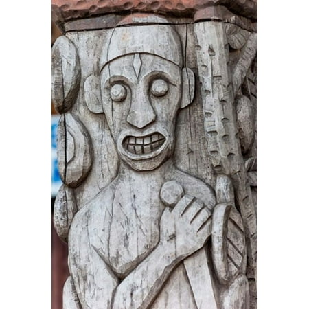 Africa Gabon Libreville Wood carving by Zepherin Lendogno Canvas Art - Alida Latham DanitaDelimont (18 x 24)