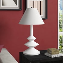 Abilene 28" Tall Triple Gourd Lamp with Fabric Shade in Matte White/White