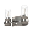 thumbnail image 2 of Hunter - River Mill 2-light Brushed Nickel, Small Vanity Light, Dimmable, Rustic Style, Rectangle Shaped, for Bedrooms, Dining, Living Rooms - 19465, 2 of 6