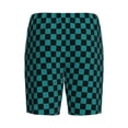 thumbnail image 2 of Lsque Black And Teal Checkerboard Mens Sleep Pajama Shorts,Short Pajama Pants, Cotton Ultra-Soft Knit-Small, 2 of 9
