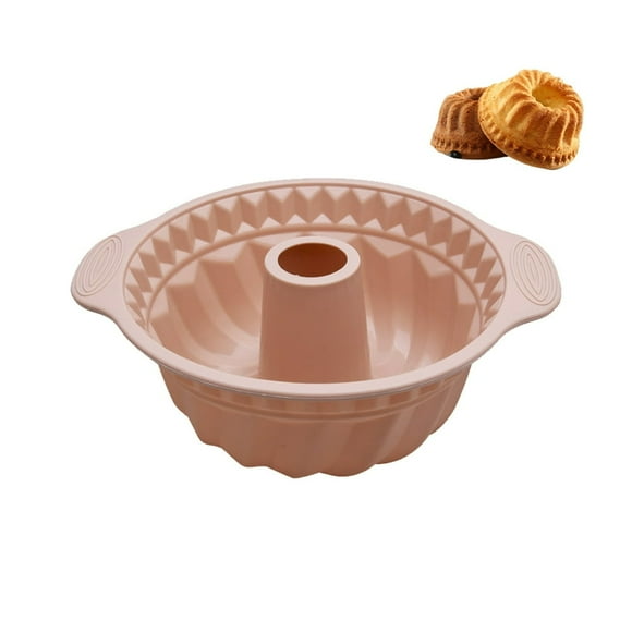 YOPTOP 9.5 in Silicone Cake Pan Non-stick Bundt Pan with Sturdy Handle Cake Baking Molds for Bundt Cakes Perfect Bakeware for Cake Jello Gelatin Bread Para Gelatinas