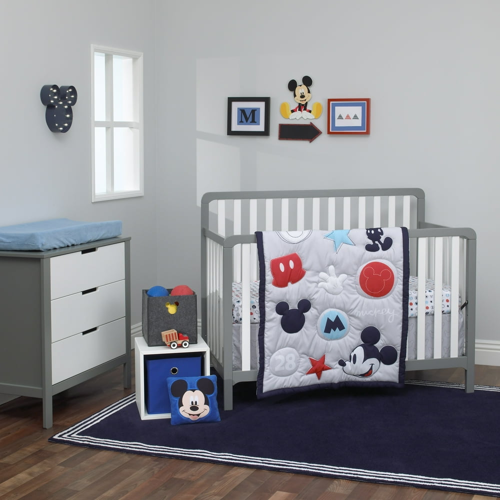 Disney Amazing Mickey Mouse 3 Piece Nursery Crib Bedding Set Walmart