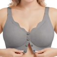 thumbnail image 2 of VISALY Front Closure Jelly Bras for Old Women Wireless Push Up No Underwire Full Coverage Seamless Comfy Front Snap Support T-Shirt Bras Soft Supportive Compression Convenient Bras Grey Xxl, 2 of 8