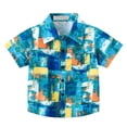 thumbnail image 2 of NAISIBABY Summer Kids Printed Beach Short Sleeve T-Shirt, Toddler Boys Lapel Collar Fashion Top Blue 6 Months, 2 of 9
