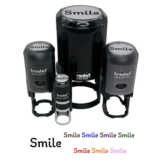 Smile Fun Text Self-Inking Rubber Stamp Ink Stamper - Fuchsia Ink - Small 3/4 Inch