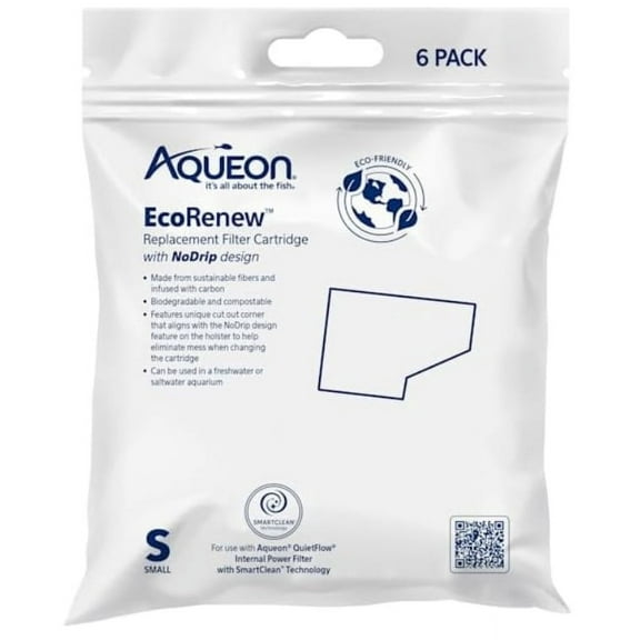 3 Pack Aqueon EcoRenew Replacement Filter Cartridge [Aquarium Filter Cartridges, New Aquarium Supplies, Bulk Aquarium Supplies, Aqueon] Small - 18 count (3 x 6 ct)