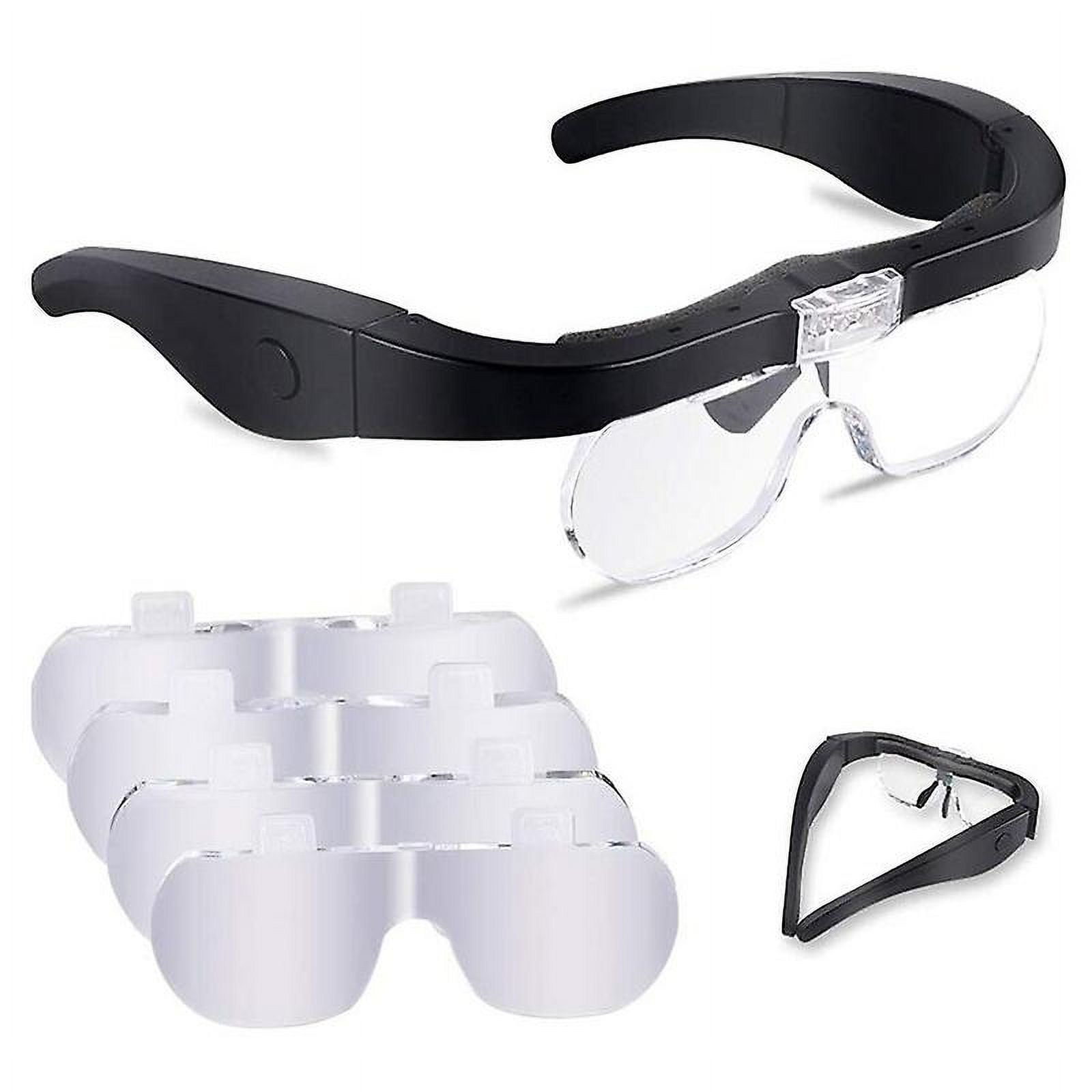 Bandeau Loupe LED Sur Casque – Lunettes Loupe Faciles à Porter, Noir