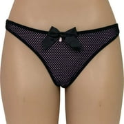French Maid Tiny T Back Thong Medium Black