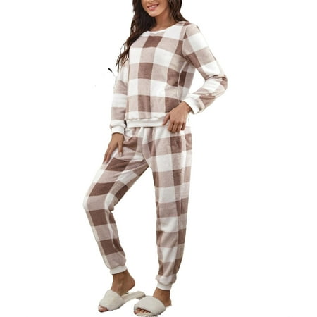 

Casual Round Neck Pant Sets Long Sleeve Multicolor Womens Pajama Sets (Women s)