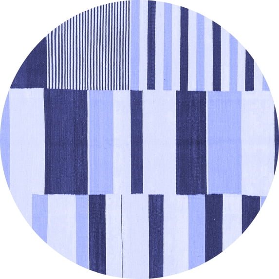 Ahgly Company Machine Washable Indoor Round Abstract Blue Modern Area Rugs, 6' Round