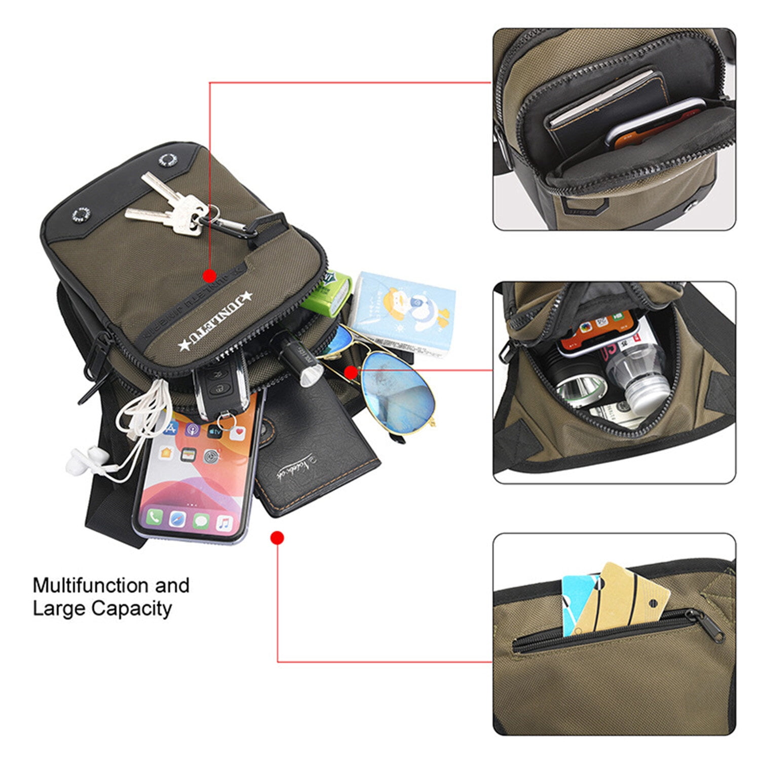 KAWELL Mens Waist Bag Fanny Pack Drop Leg Bag Thigh Bag Pouch Tactical Motorcycle Riding Waterproof Outdoor Sport
