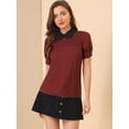 thumbnail image 2 of INSPIRE CHIC Women's Peter Pan Collar Puff Short Sleeve Tops, 2 of 6