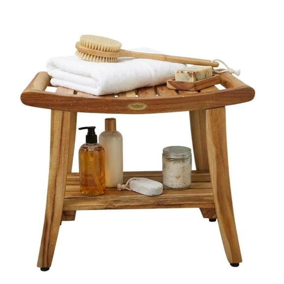 EcoDecors Harmony Shelf and LiftAide Arms Shower Bench, EarthyTeak