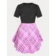 thumbnail image 2 of Camiseta de Encaje de Cuadros de Talla Grande Rosegal  Camisetas tallas grandes, 2 of 5
