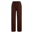 thumbnail image 6 of XIAONU Womens Pants Cotton-Linen Drawstring baggy pleasure Wide-Leg Pants Elastic High Waist Solid Color Long Trousers, 6 of 6