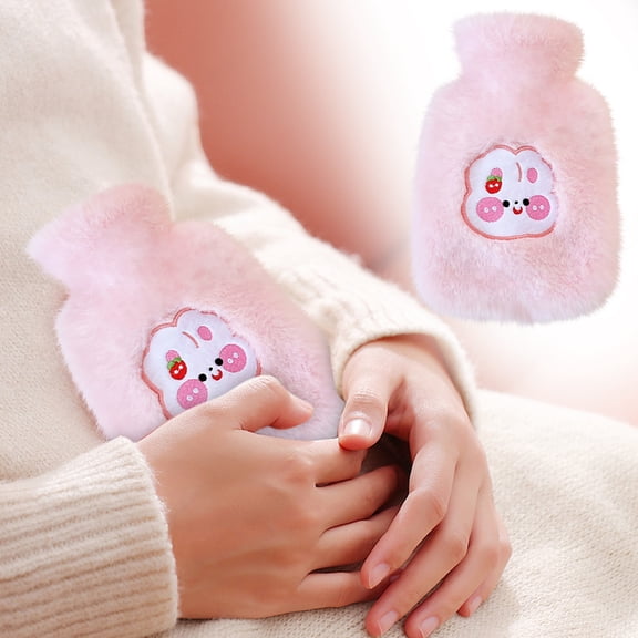 Goowood Hot Water Bottle with Soft Plush Cover 500ml Rubber Hot Water Bag Heating Pad for Period Cramps Pain Relief and Warm Compress