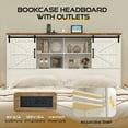 thumbnail image 4 of VanAcc King Size Bed Frame, Wooden Platform Storage Bed with 51.2" Bookcase Headboard(White), 4 of 8