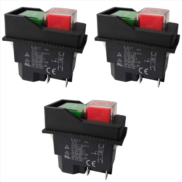 3X Interruptores ElectromagnéTicos Interruptores Pulsadores para Herramientas de JardíN KJD17 220V Terminales de