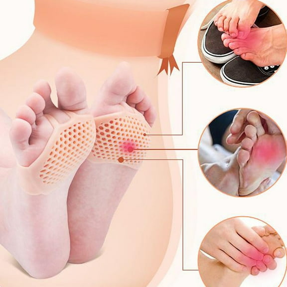Metatarsal Pads 6 Pairs Silicone Gel with Air Holes Ball of Foot Pain Relief Reusable for Running Walking Hiking Shoes