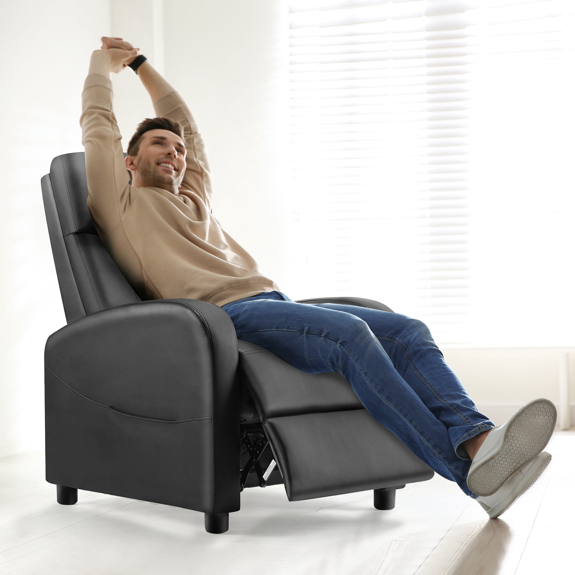GIANNA Massage Recliner, Home Theater Recliner with Padded Seat and Massage Backrest, Black