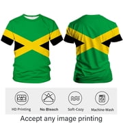 Rebaike Mens Jamaican Flag Shirt All Over Print Jamaica T-Shirt