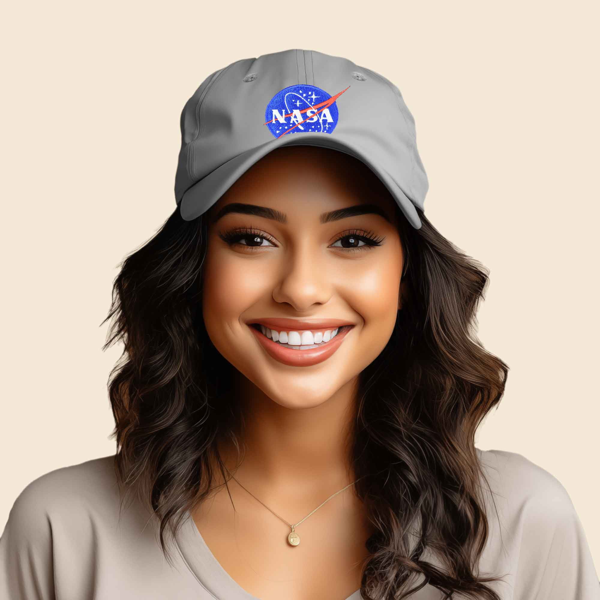 Dalix NASA Embroidered Mens Womens Cotton Dad Hat Baseball Cap Adjustable in Gray