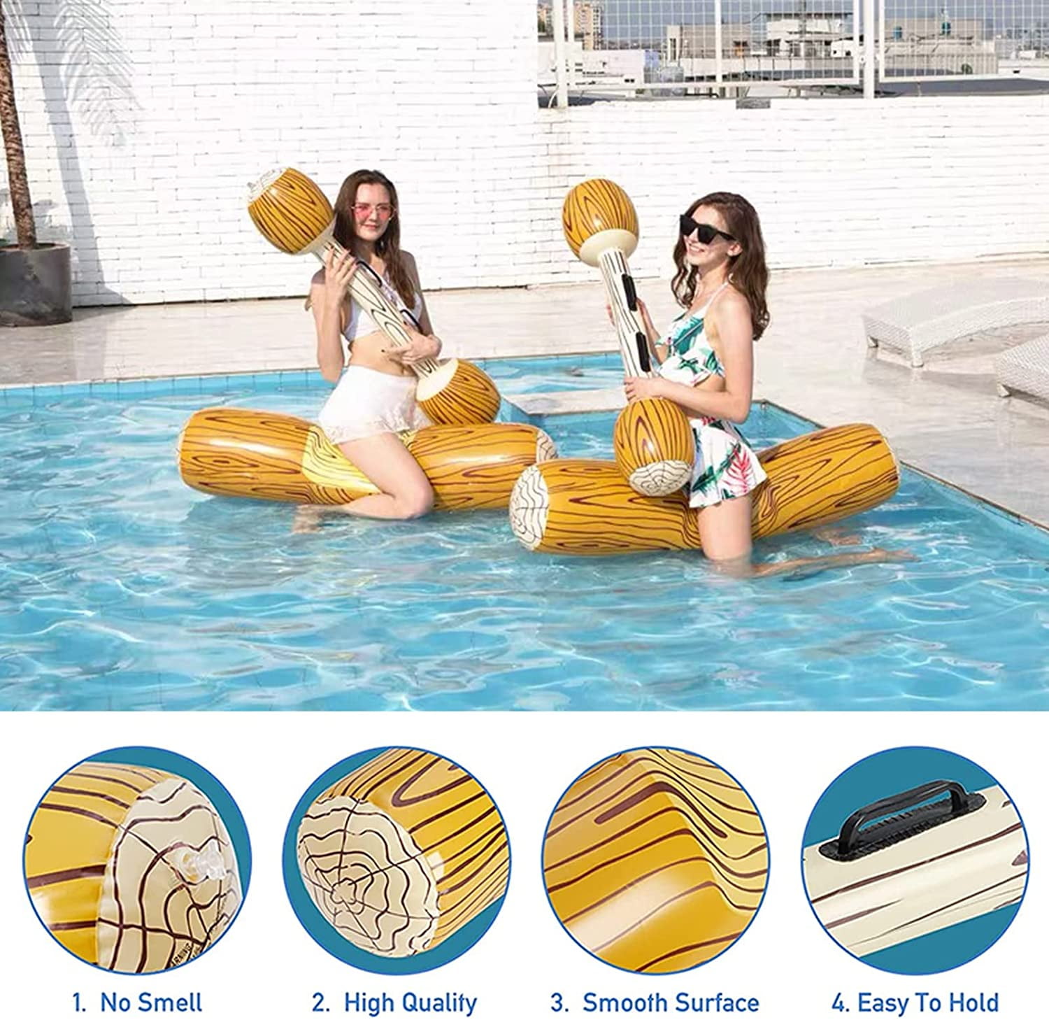 Buy 4Pcs Inflatable Pool Battle Log Rafts Games for Adults, Floating