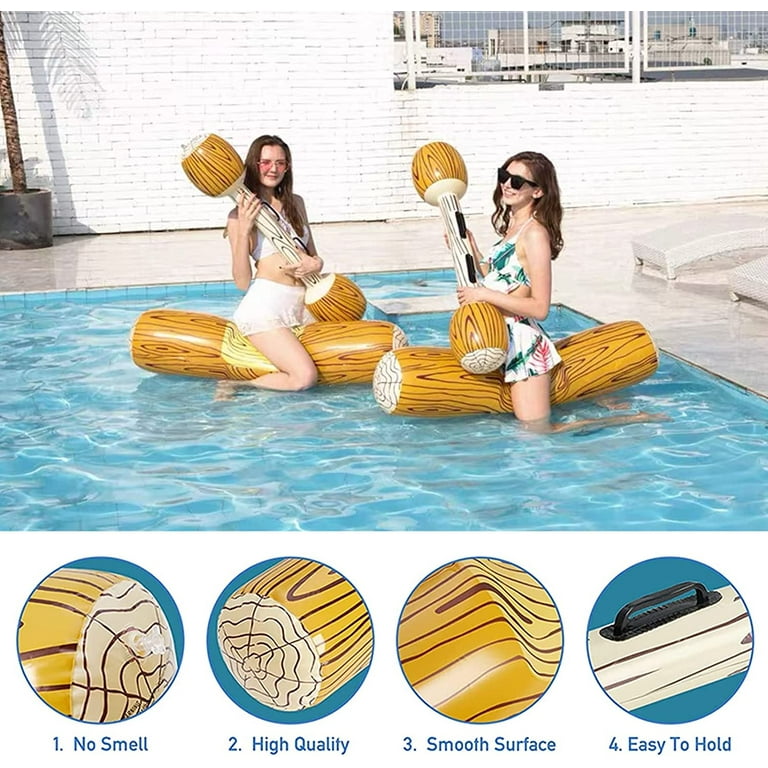 4Pcs Inflatable Pool Battle Log Rafts Games for Adults Floating Bed Floats Ride Boat for Pool Party Beach Swimming Pool Toys