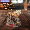 thumbnail image 5 of Rotating acrylic display featuring a golden griffin with iridescent feathers a brave knight and a wise owl among ancient swords in vibrant colors, 5 of 6