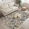 thumbnail image 2 of Area Rugs 4'x6'. Vintage Garden Flower Carpet Runner Indoor Outdoor Rugs Home Decor Aesthetic, Rustic Floral Leaf Pastoral Beige Non Slip Mats Washable Accent Rug for Living Room Bedroom, 2 of 8