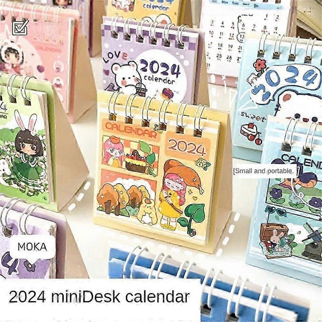 Bolsa de polipropileno 2024 Calendario de escritorio Decoración Regalo de placer Diseño de dibujos animados Escritorio pequeño Estilo aleatorio
