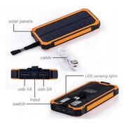 Solar Power Bank Portable Solar Panel Charger with 6 LEDs Bright Flashlight 2 Output Ports