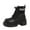 Black, variant on Stylish Leather Mid Calf Boots Featuring Lace Up Detail Platform Sole And Elevated Heel For Modern Women's Fashion Footwear
