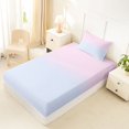 thumbnail image 2 of Manfei Boho Gradient Twin Fitted Sheet, Dreamy Rainbow Bedding, Pink Light Blue, 2 Pieces, 1 Fitted Sheet and 1 Pillowcase, 2 of 6