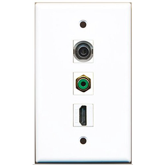 RiteAV - 1 Port HDMI and 1 Port RCA Green and 1 Port 3.5mm Wall Plate