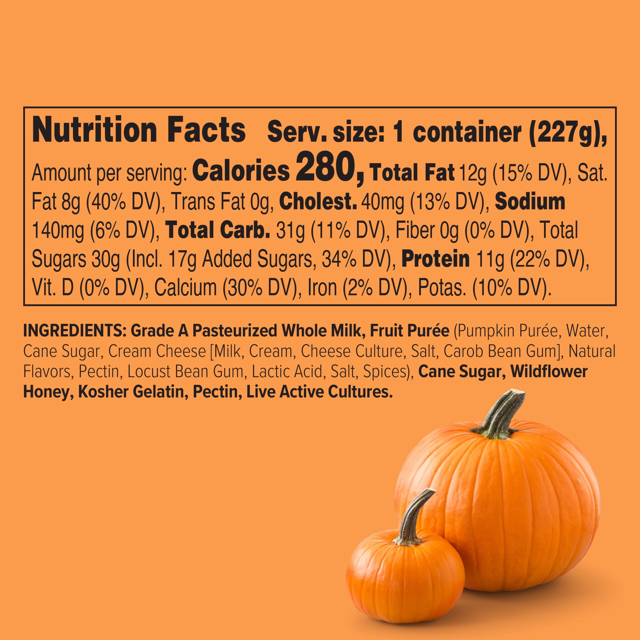 Noosa Yoghurt, Whole Milk Yogurt, Velvety Smooth & Creamy, Pumpkin, 8 oz Tub