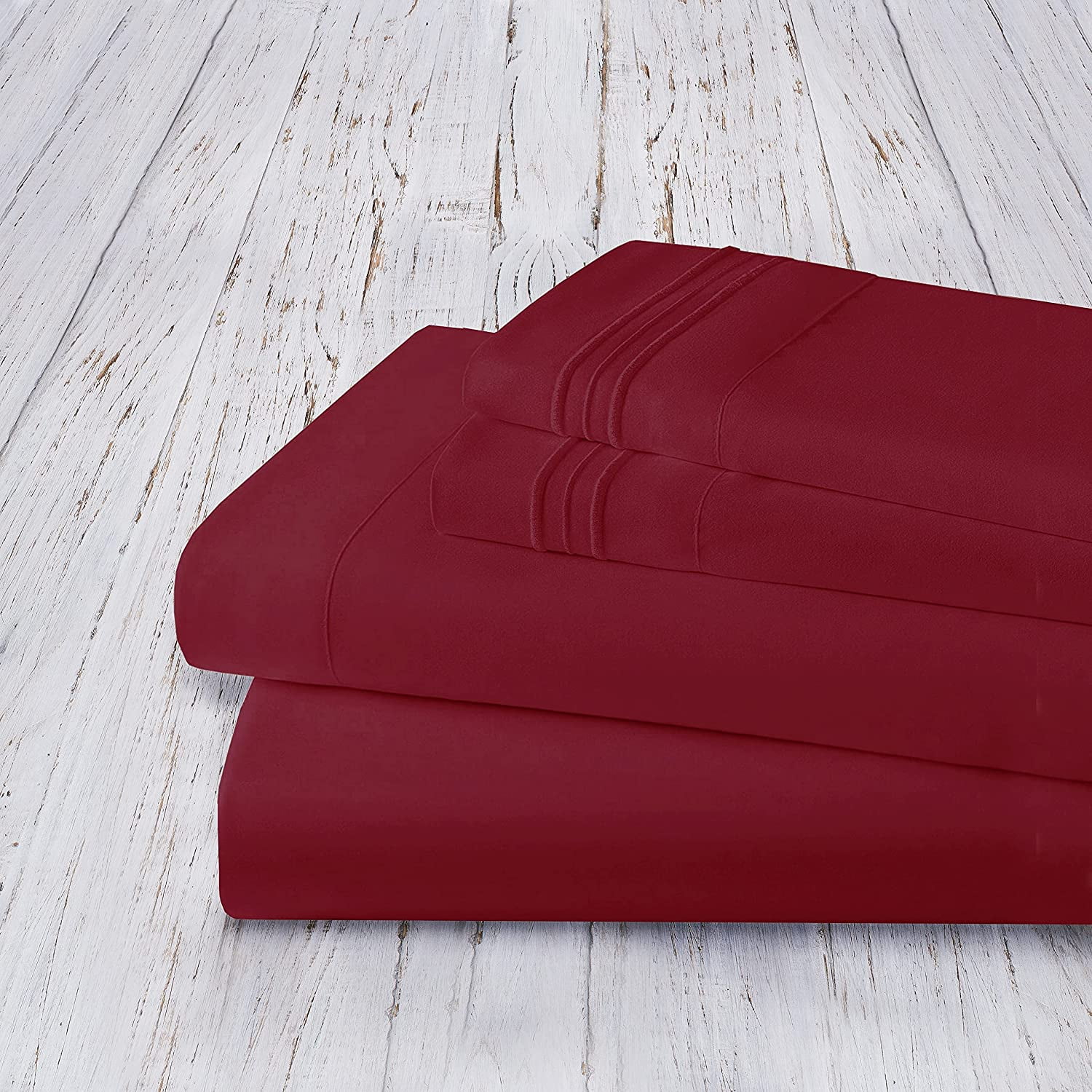 Bed Sheets Set, 1500 Series Deep Pocket 4 Piece Bed Sheet Set, Microfiber, California King, Burgundy