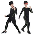 thumbnail image 4 of Traje de fitness para niños Mallas de manga larga Mallas deportivas elásticas Baloncesto Fútbol Base Mallas de secado rápido Mallas para hombres, 4 of 5