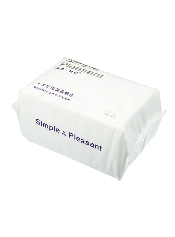 Unique Bargains Pack of 100pcs Disposable Face Towel Tissue Wet and Dry White 7.87"x5.91"