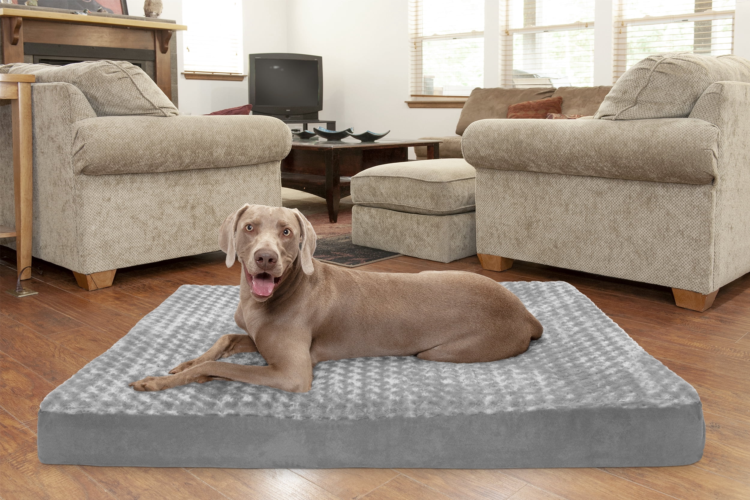 FurHaven Ultra Plush Cooling Memory Foam Deluxe Mattress Pet Bed for Dogs & Cats - Gray, Jumbo Plus