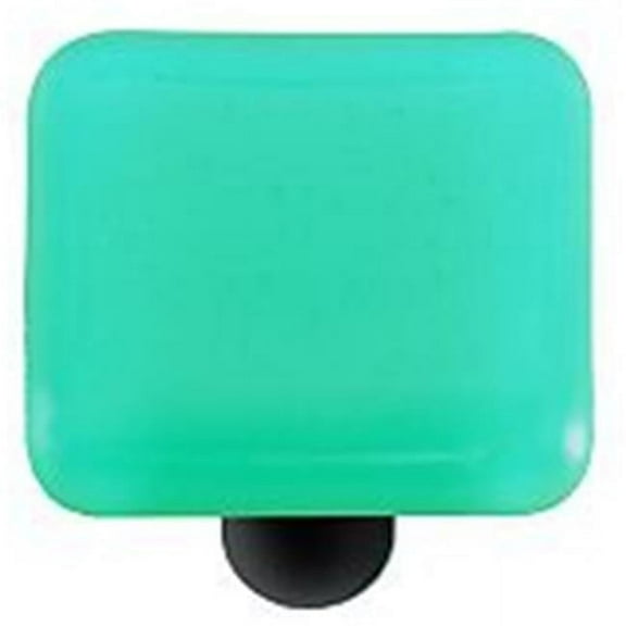 Hot Knobs HK1026-KB Light Aqua Blue Square Glass Cabinet Knob - Black Post