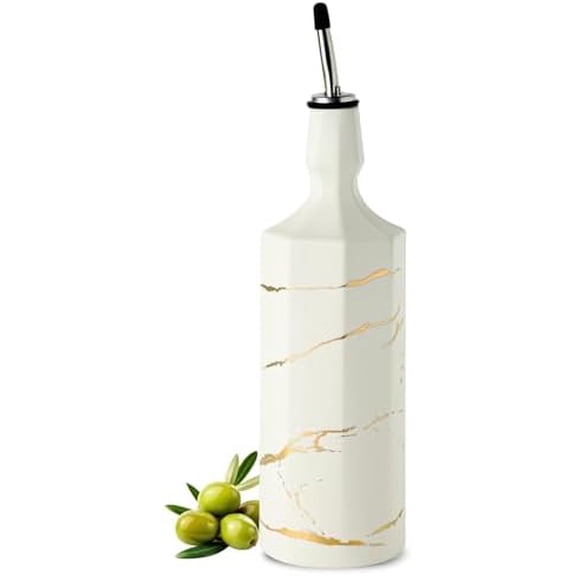 Ceramic Olive Oil Dispenser Bottle, White Oil Dispenser Bottle for Kitchen, Large Capacity 26oz Oil and Vinegar Bottles Dispenser$$Home Decor, Kitchen, & Other