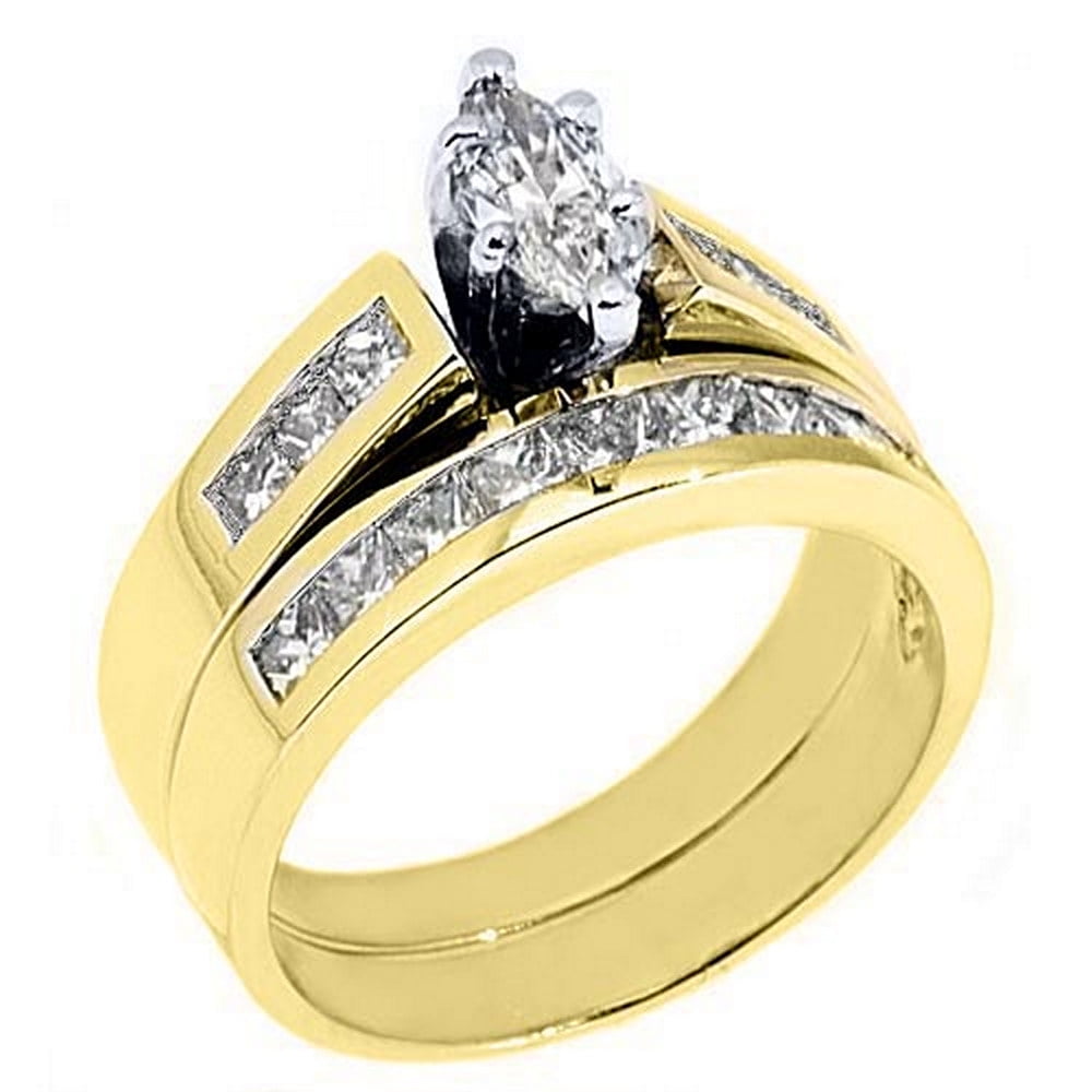 TheJewelryMaster 14k Yellow Gold 1.25 Carats Marquise Princess