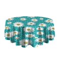 thumbnail image 5 of Turquoise Daisy Flower Pattern Round Tablecloth 60"x60",Wrinkle Wipeable Table Cloth for Kitchen Dining Room Picnic Patio Party, 5 of 6