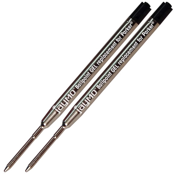 Jaymo Repuesto para Parker 30525PP - Mide 3,875 pulgadas / 98 mm de largo - Recambio para bolígrafo de gel G2 - 2 negros