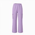 thumbnail image 6 of NOLDARES Girls Wide Leg Sweatpants Kids Baggy Sweat Pants Oversized Elastic Waist Straight Wide Leg Joggers with Pockets(W107-Purple), 6 of 9
