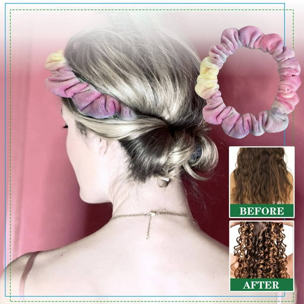 Fiudx Rizador de Pelo Sin Calor, Accesorio de Terciopelo Suave, Cómoda Diadema para Rizar El Cabello Durante El Sueño, Crea Rizos Sin Esfuerzo, Peinado En Casa, Perfecto para Personas Ocupadas, Satis