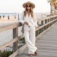 thumbnail image 6 of Linen Two Piece Sets for Women V Neck Zipper Matching Sets Loungewear Fall Travel Outfits Fashion 2026 ,2XL, 6 of 7